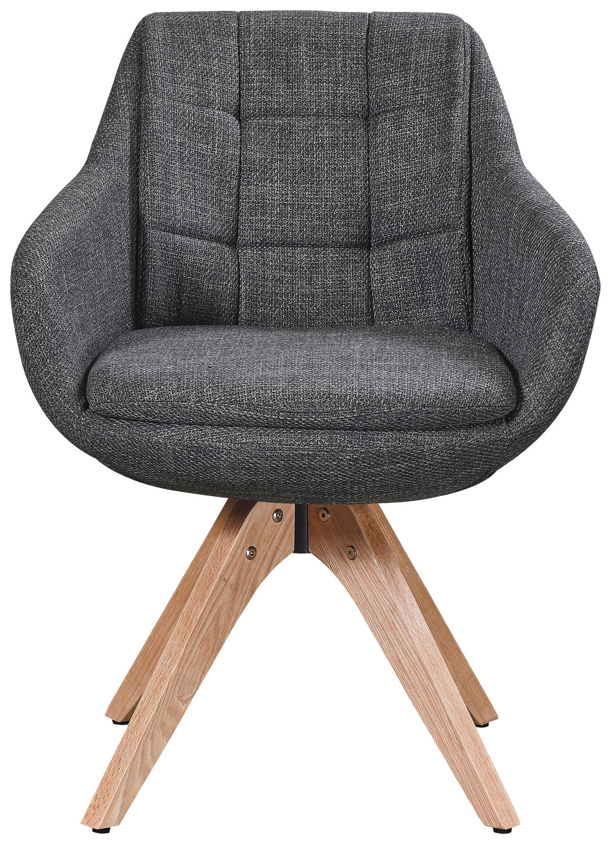 ARMLEHNSTUHL  Sitzfläche 360° drehbar Webstoff  Eichefarben, Dunkelgrau  - Eichefarben/Dunkelgrau, Design, Holz/Textil (62/83/61cm) - Novel