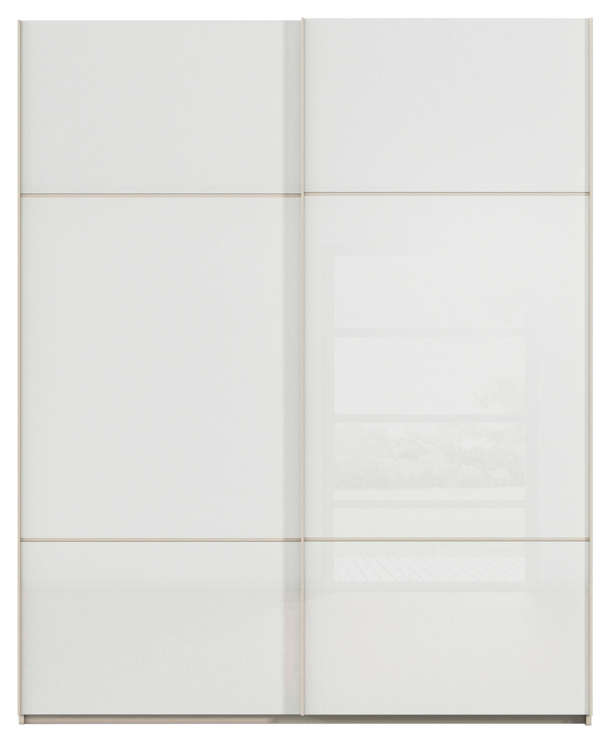 SCHWEBETÜRENSCHRANK in Weiss, Champagner  - Weiss/Champagner, Konventionell, Glas/Holzwerkstoff (162/223/68cm) - Novel