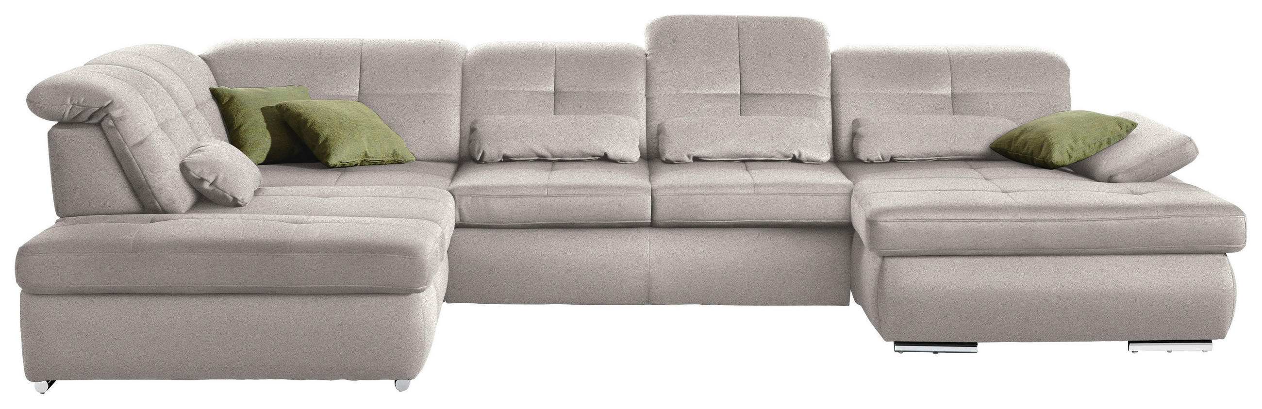 WOHNLANDSCHAFT in Mikrofaser Hellgrau  - Chromfarben/Hellgrau, Design, Textil (260/371/195cm) - Beldomo Style