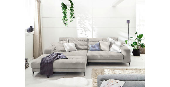 ECKSOFA in Flachgewebe Naturfarben 207/296 cm - Schwarz/Naturfarben, Design, Textil/Metall (207/296cm) - Dieter Knoll