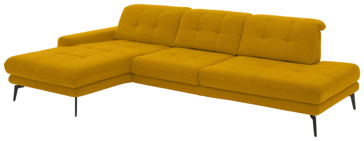 ECKSOFA in Flachgewebe Currygelb  - Currygelb/Schwarz, Design, Textil/Metall (190/309cm) - Beldomo Style