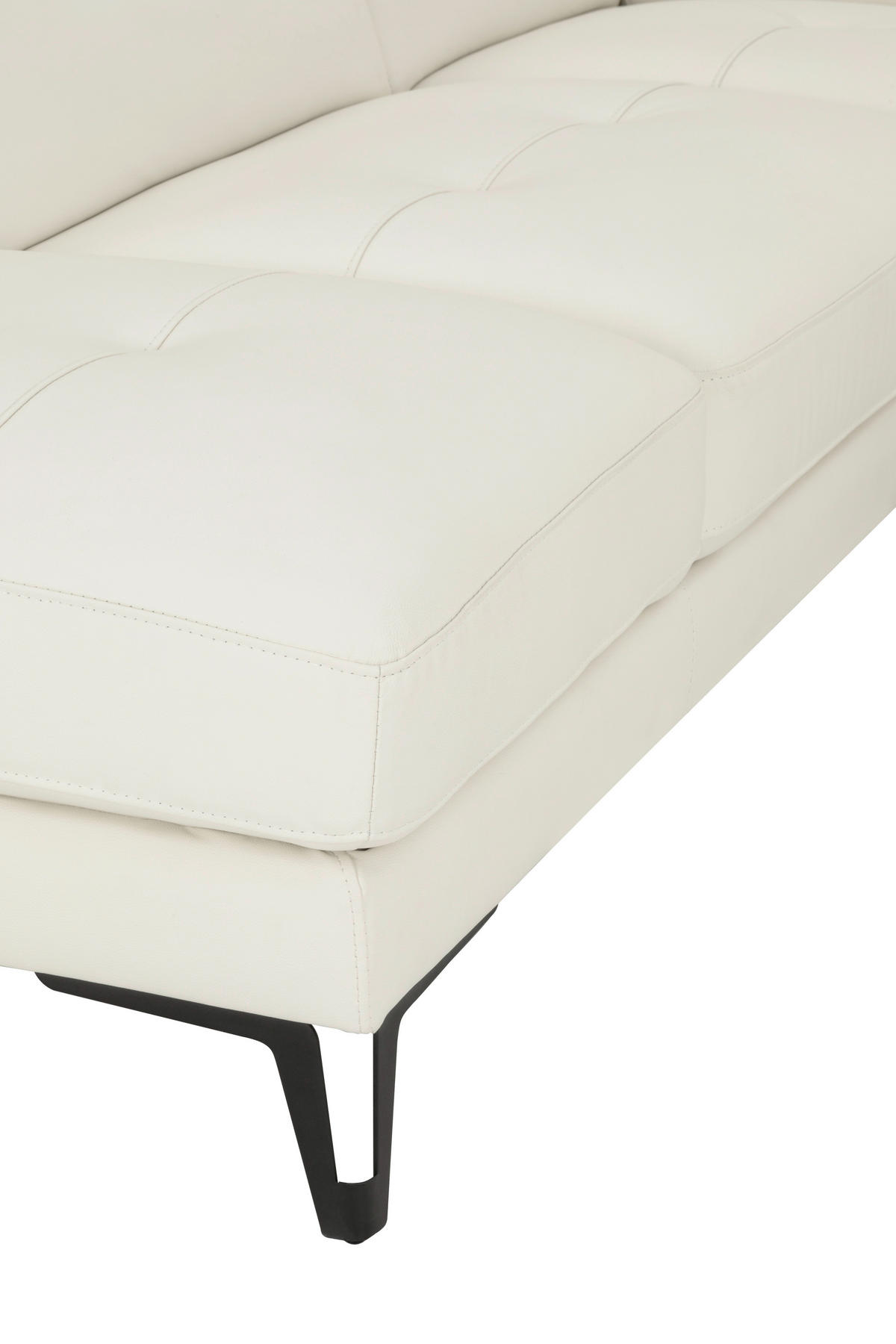 ECKSOFA Weiß Echtleder  - Schwarz/Weiß, MODERN, Leder/Metall (224/287cm) - MID.YOU