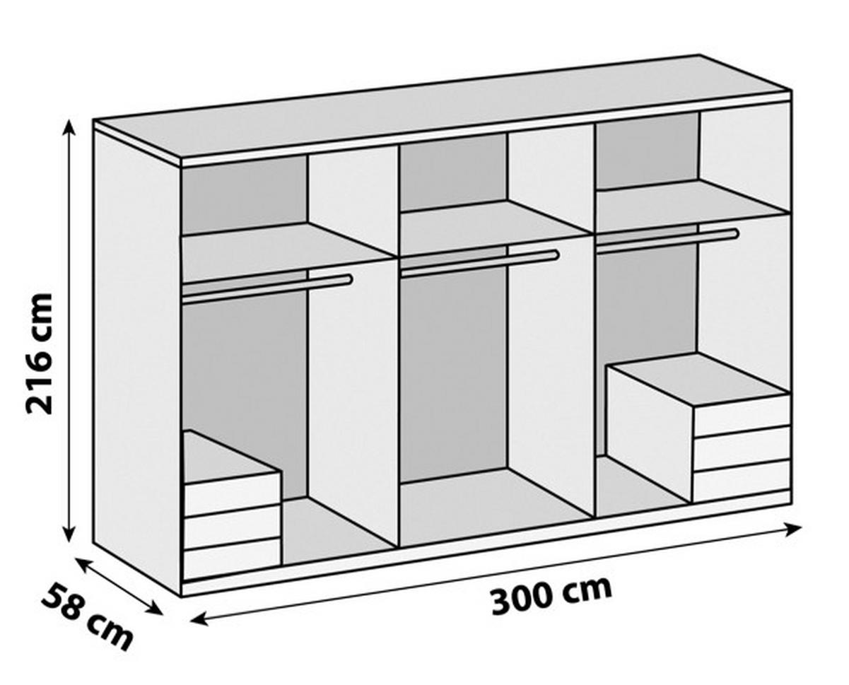DREHTÜRENSCHRANK 300/216/58 cm 6-türig Weiß  - Chromfarben/Weiß, MODERN, Holzwerkstoff/Metall (300/216/58cm) - MID.YOU