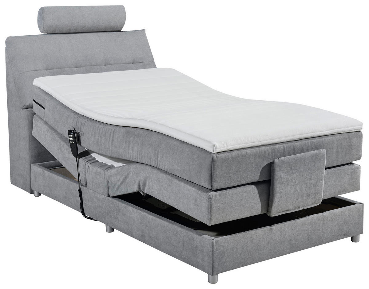 BOXSPRINGBETT 120/200 cm  in Hellgrau  - Silberfarben/Hellgrau, Modern, Holzwerkstoff/Kunststoff (120/200cm) - MID.YOU