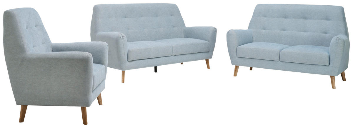 SESSEL Webstoff Blau    - Blau/Eichefarben, Design, Holz/Textil (90/105/84cm) - Carryhome