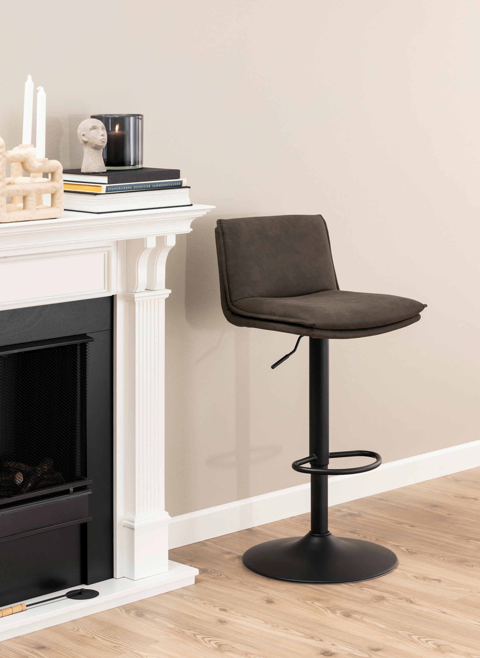 BARHOCKER Webstoff Braun Stahl Sitzfläche 360° drehbar - Schwarz/Braun, Design, Textil/Metall (44/107/53cm) - MID.YOU