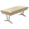 HOCKERBANK 130/49/54 cm  in Beige  - Edelstahlfarben/Beige, Design, Leder/Holz (130/49/54cm) - Ambiente