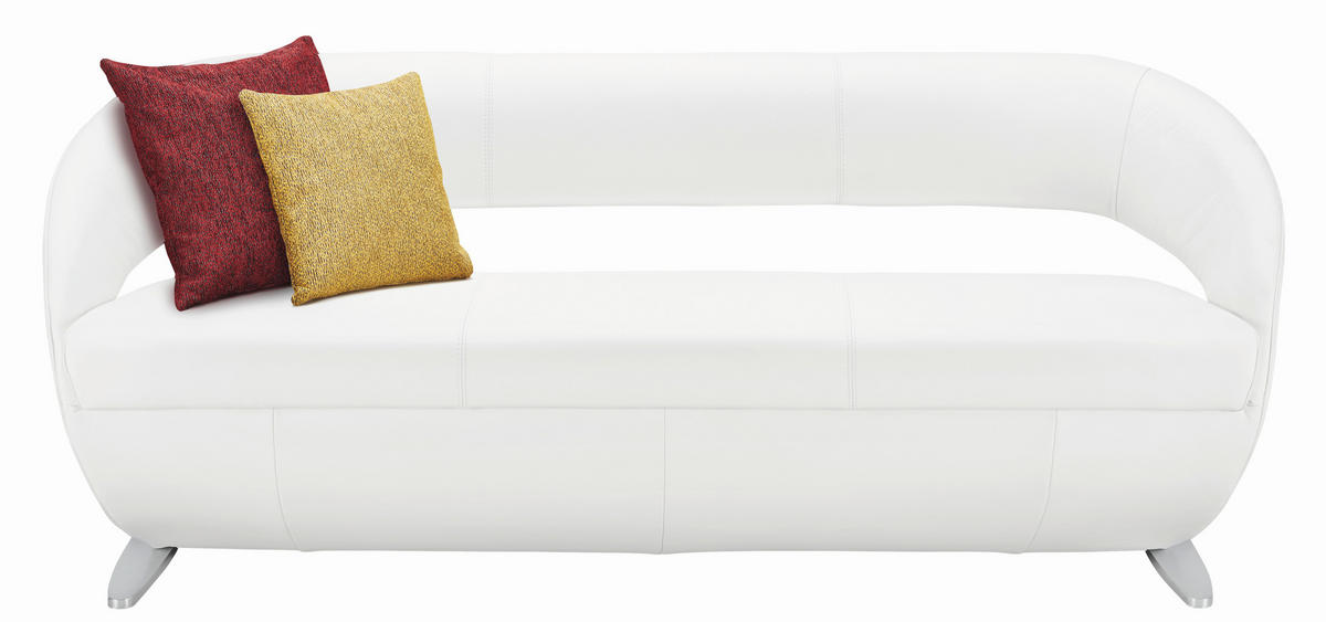 SITZBANK in Metall, Leder Weiß, Edelstahlfarben  - Edelstahlfarben/Weiß, Design, Leder/Metall (204/83/68cm) - Moderano