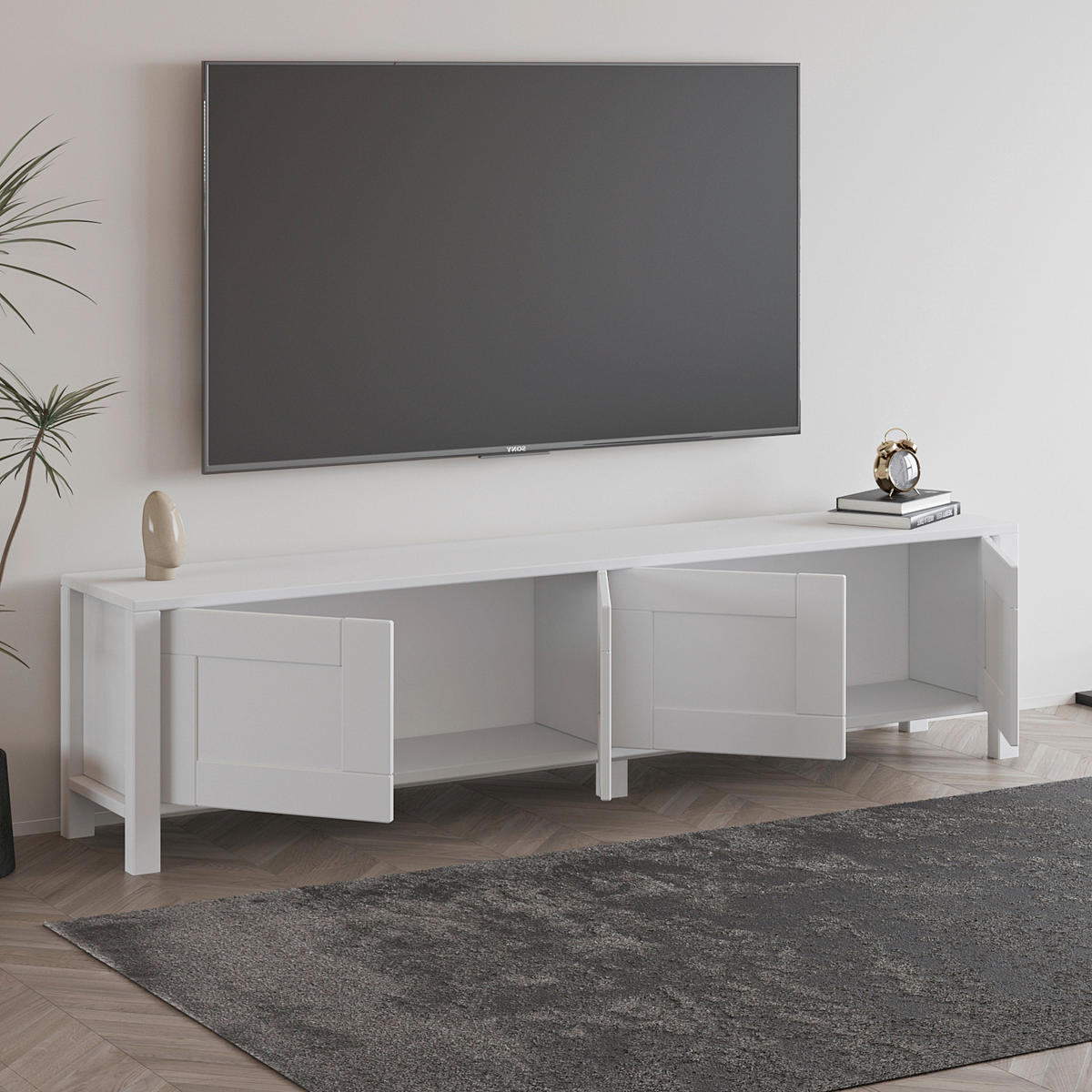 LOWBOARD  in 35/45/160 cm  - Weiss, Design, Holzwerkstoff (35/45/160cm) - Livetastic