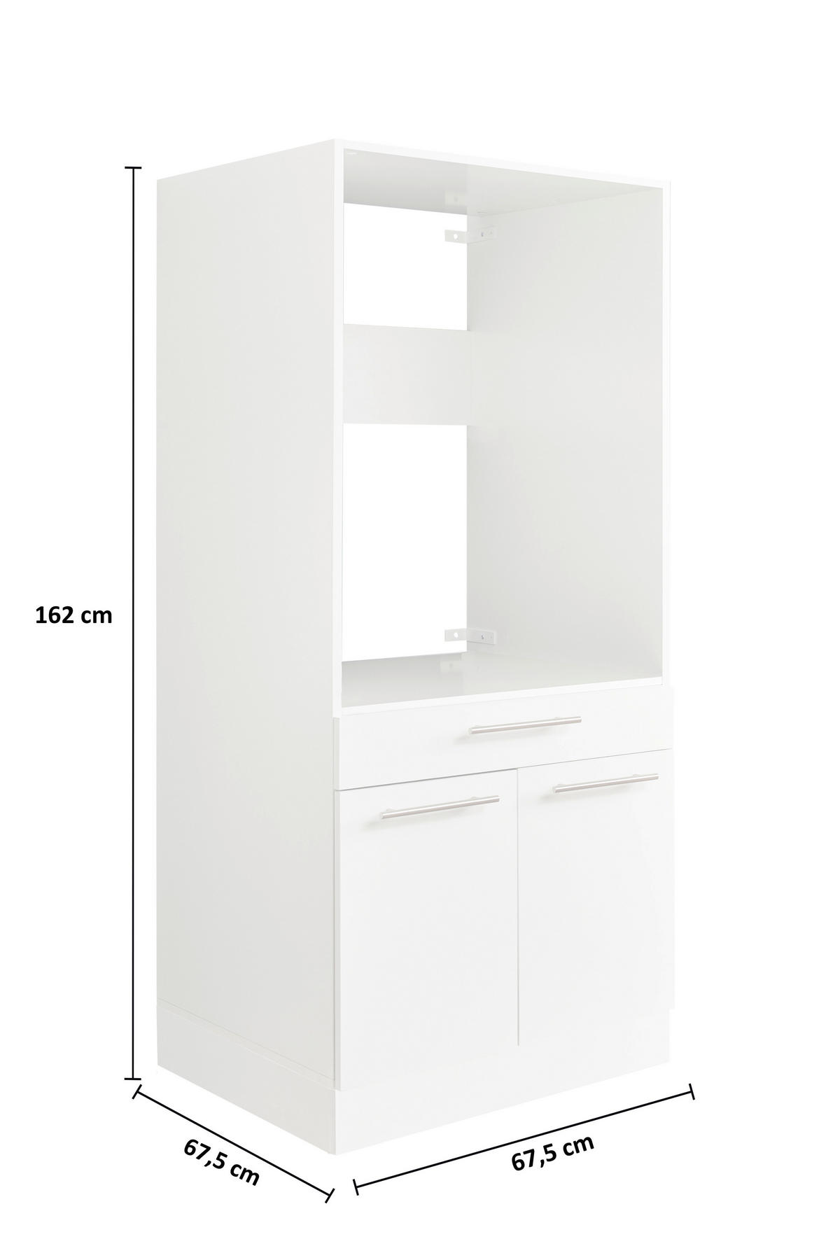 WASCHMASCHINENSCHRANK 67,5/162/67,5 cm  in Weiß  - Silberfarben/Schwarz, Design, Holzwerkstoff/Kunststoff (67,5/162/67,5cm)
