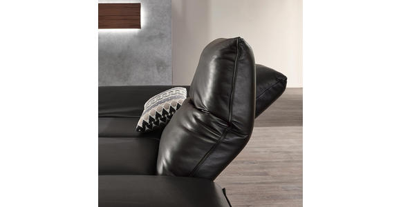 2,5-SITZER Echtleder Schwarz - Schwarz/Nickelfarben, Design, Leder (236/73-93/92-123cm) - Dieter Knoll