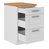 KÜCHENUNTERSCHRANK 50/86/60 cm  in Weiß  - Silberfarben/Eiche Artisan, ROMANTIK / LANDHAUS, Holzwerkstoff/Metall (50/86/60cm) - MID.YOU