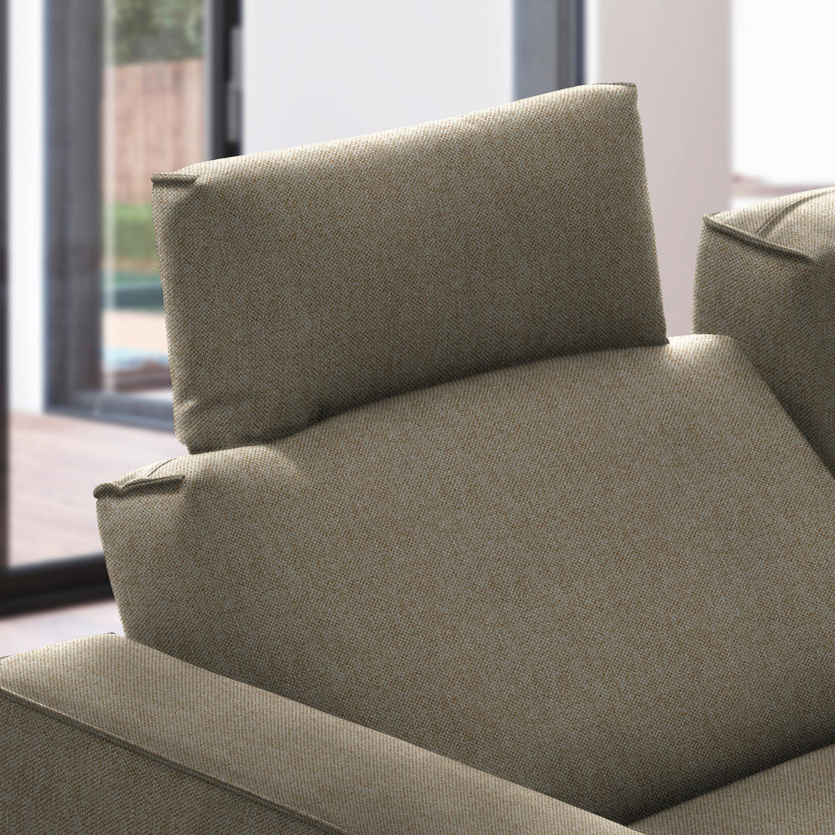 ECKSOFA in Flachgewebe Sandfarben  - Sandfarben/Schwarz, Design, Textil/Metall (260/210cm) - Johann Jakob