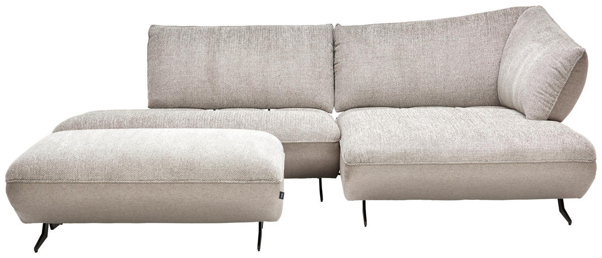 ECKSOFA in Chenille, Struktur Grau, Sandfarben  - Sandfarben/Anthrazit, Design, Textil/Metall (265/172cm) - Joop!