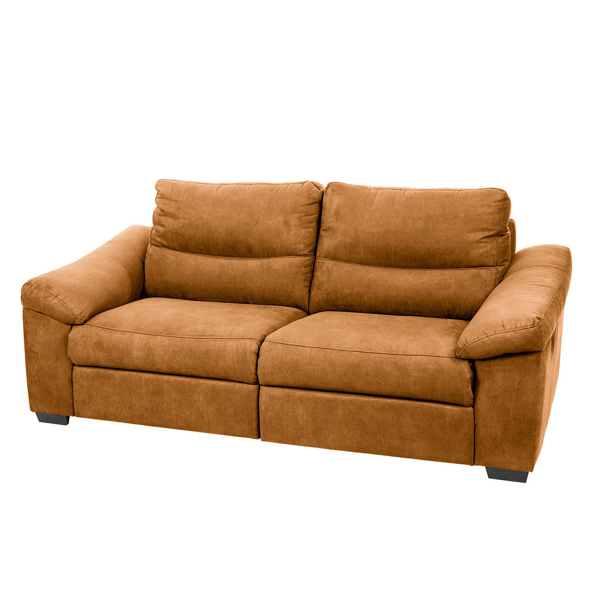 2,5-SITZER HAMPTON in Flachgewebe Cognac Landhaus  - Cognac/Schwarz, Design, Holz/Textil (214/97/97cm) - Livetastic