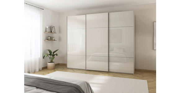SCHWEBETÜRENSCHRANK 271/223/68 cm 3-türig Champagner  - Champagner/Alufarben, KONVENTIONELL, Glas/Holzwerkstoff (271/223/68cm) - Novel