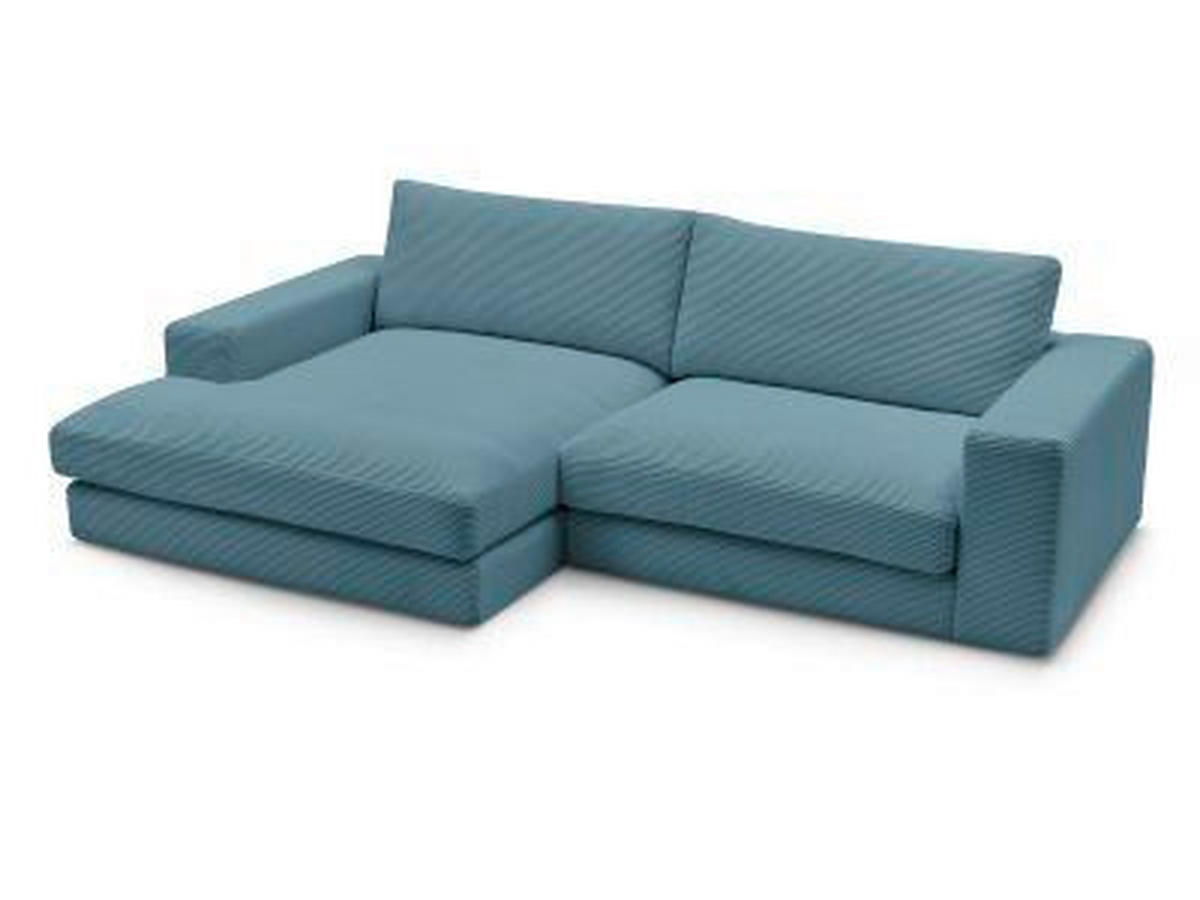 ECKSOFA  LEONARD Hellblau Cord  - Schwarz/Hellblau, MODERN, Kunststoff/Textil (159/274cm)