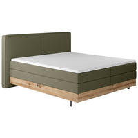 BOXSPRINGBETT 160/200 cm  in Olivgrün  - Schwarz/Olivgrün, Natur, Holz/Textil (160/200cm) - Valnatura