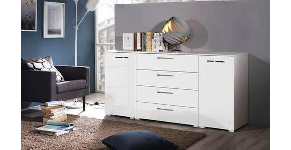 SIDEBOARD 160/81/42 cm in Weiß, Weiß Hochglanz - Chromfarben/Weiß Hochglanz, Design, Holzwerkstoff/Kunststoff (160/81/42cm) - Novel