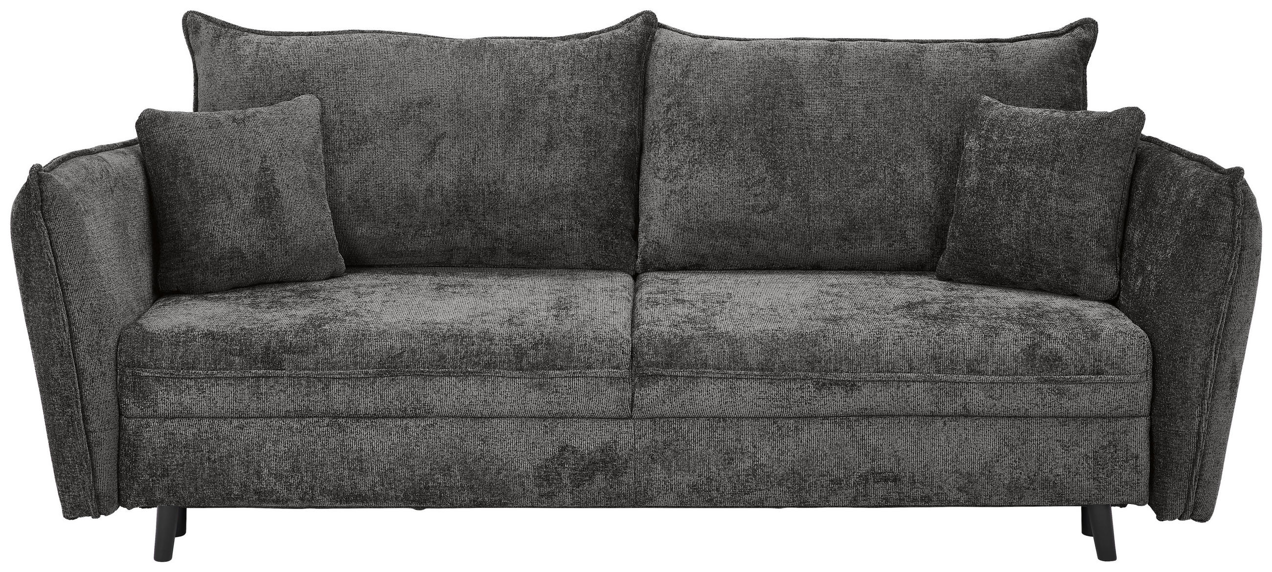 SCHLAFSOFA  mit Liegefunktion, Schlafen auf Sitzhöhe, Rücken echt Chenille Grau  - Schwarz/Grau, KONVENTIONELL, Holz/Textil (238/99/108cm) - Carryhome