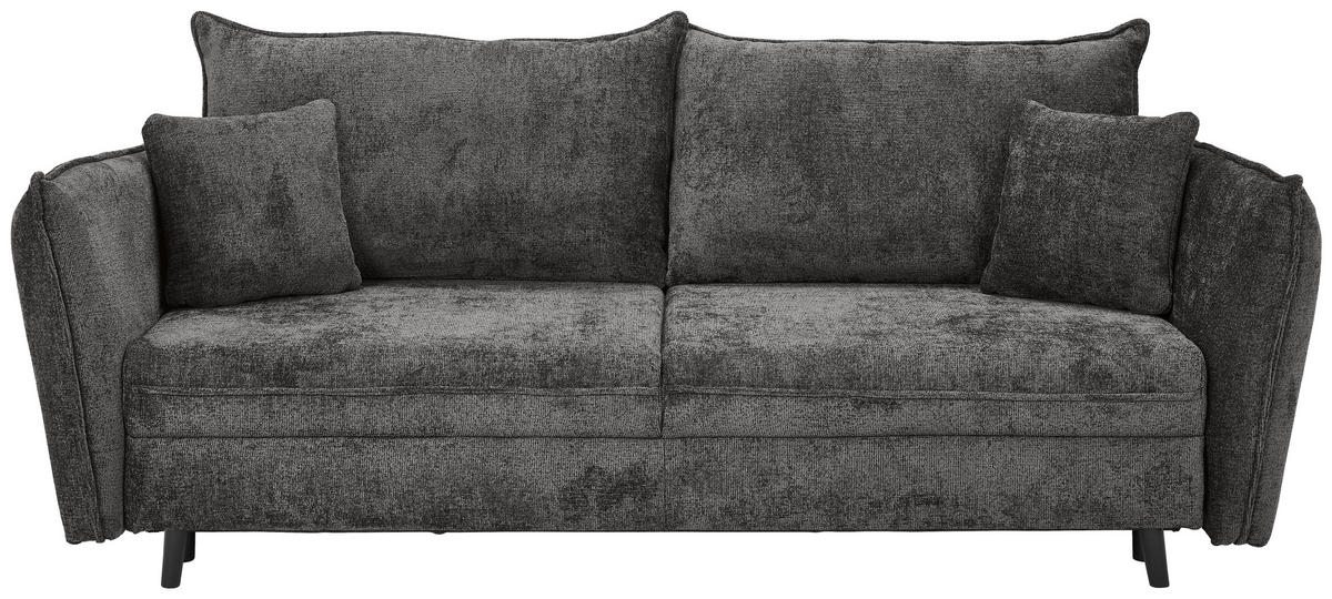 SCHLAFSOFA  mit Liegefunktion, Schlafen auf Sitzhöhe, Rücken echt Chenille Grau  - Schwarz/Grau, KONVENTIONELL, Holz/Textil (238/99/108cm) - Carryhome