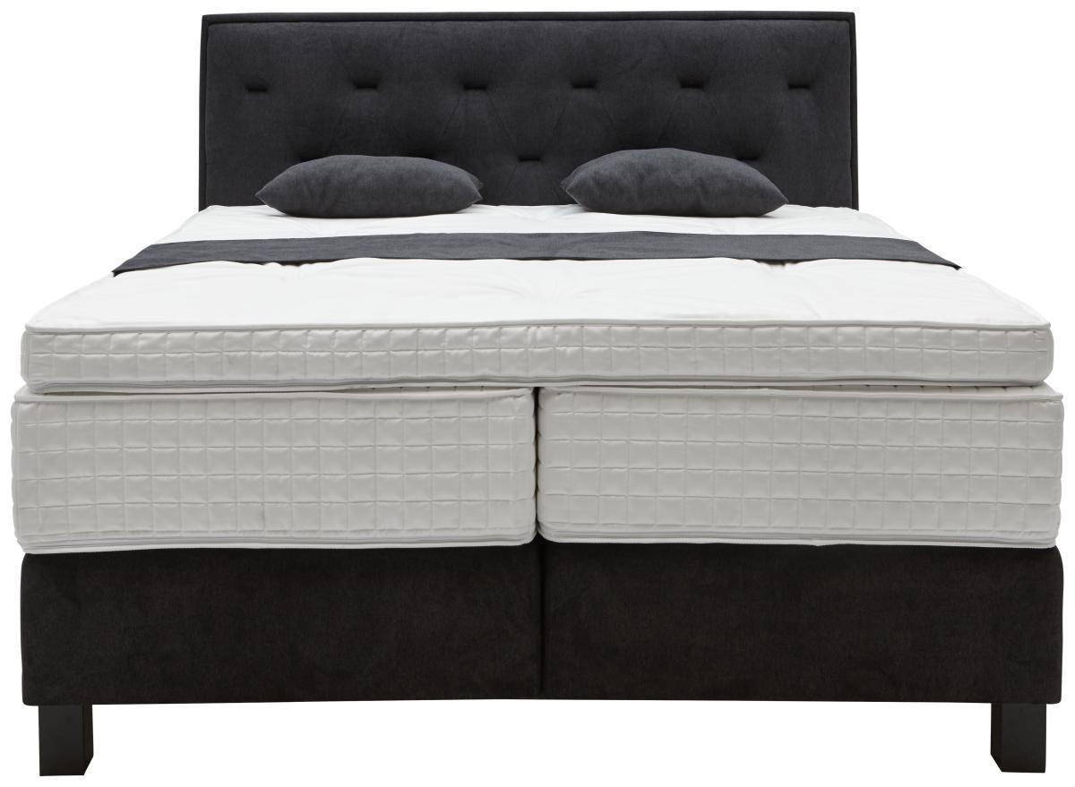 KONTINENTALSÄNG 180/200 cm  i mörkgrå  - mörkgrå/svart, Klassisk, trä/textil (180/200cm) - Elegando