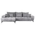 ECKSOFA  in Flachgewebe Hellgrau  205/300 cm  - Hellgrau/Schwarz, KONVENTIONELL, Textil/Metall (205/300cm) - Carryhome