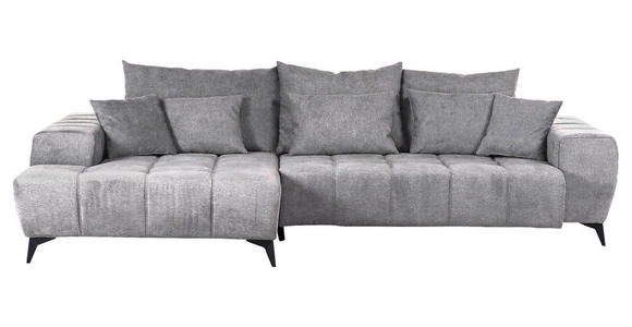 ECKSOFA  in Flachgewebe Hellgrau  205/300 cm  - Hellgrau/Schwarz, KONVENTIONELL, Textil/Metall (205/300cm) - Carryhome