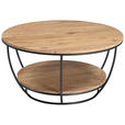 COUCHTISCH Akazie massiv 80/40/80 cm rund Schwarz, Akaziefarben  - Schwarz/Akaziefarben, Design, Holz/Metall (80/40/80cm) - Carryhome