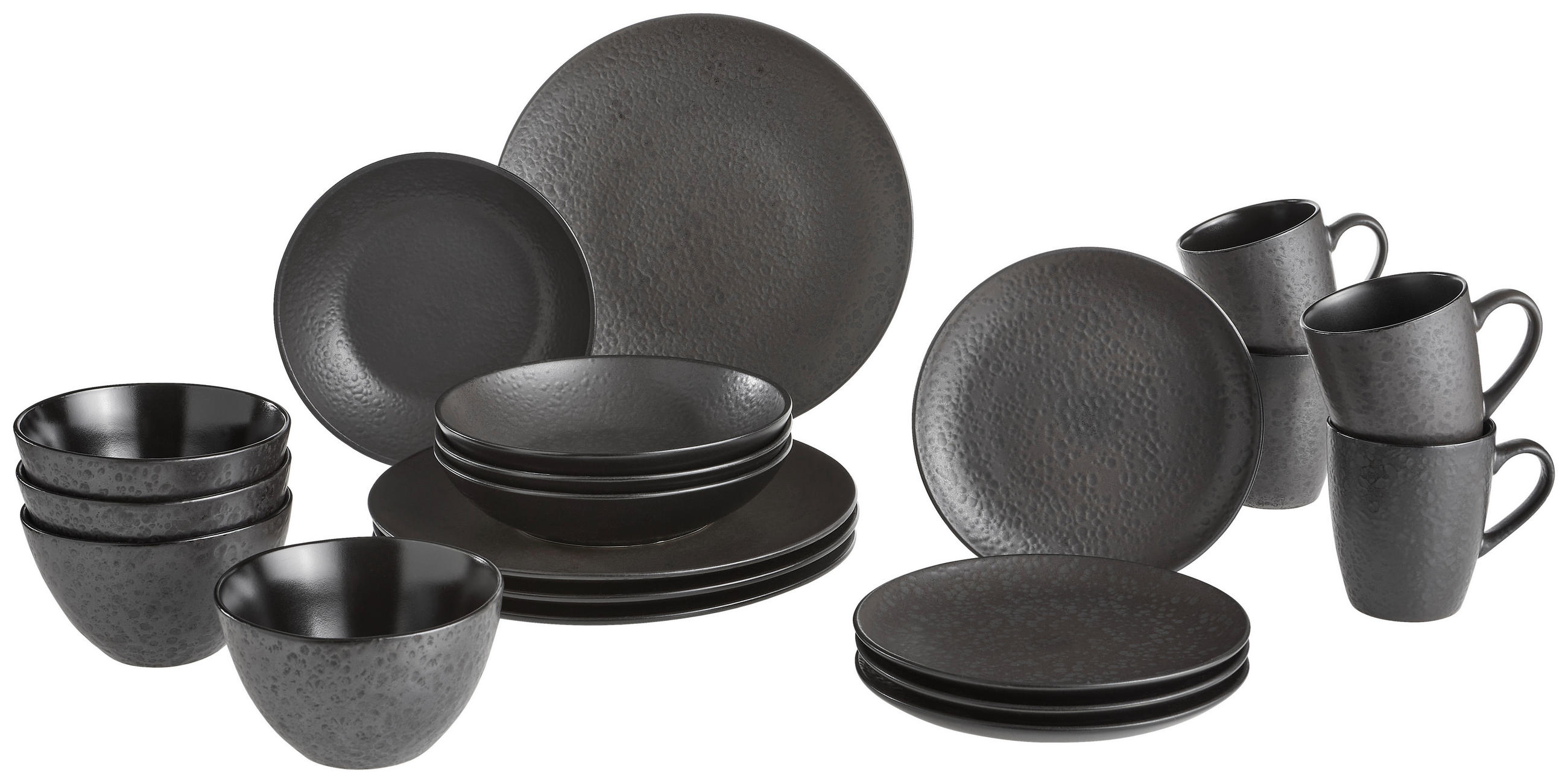 KOMBISERVICE Schwarz 20-teilig  - Schwarz, Design, Keramik - Ritzenhoff Breker