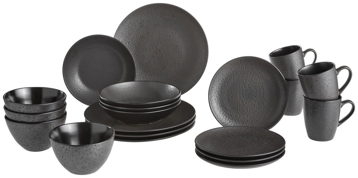 KOMBISERVICE Schwarz 20-teilig  - Schwarz, Design, Keramik - Ritzenhoff Breker