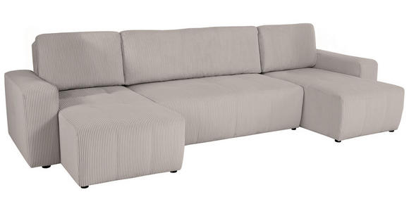 Wohnlandschaft inkl. Funktion Hellbraun Cord  - Hellbraun/Schwarz, KONVENTIONELL, Textil (146/317/146cm) - Xora