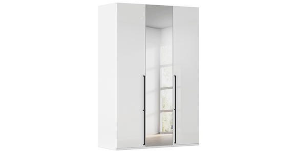 DREHTÜRENSCHRANK 151/235/61 cm,  in Weiß, Weiß Hochglanz, 3-türig  - Chromfarben/Edelstahlfarben, Basics, Glas/Holzwerkstoff (151/235/61cm) - Novel