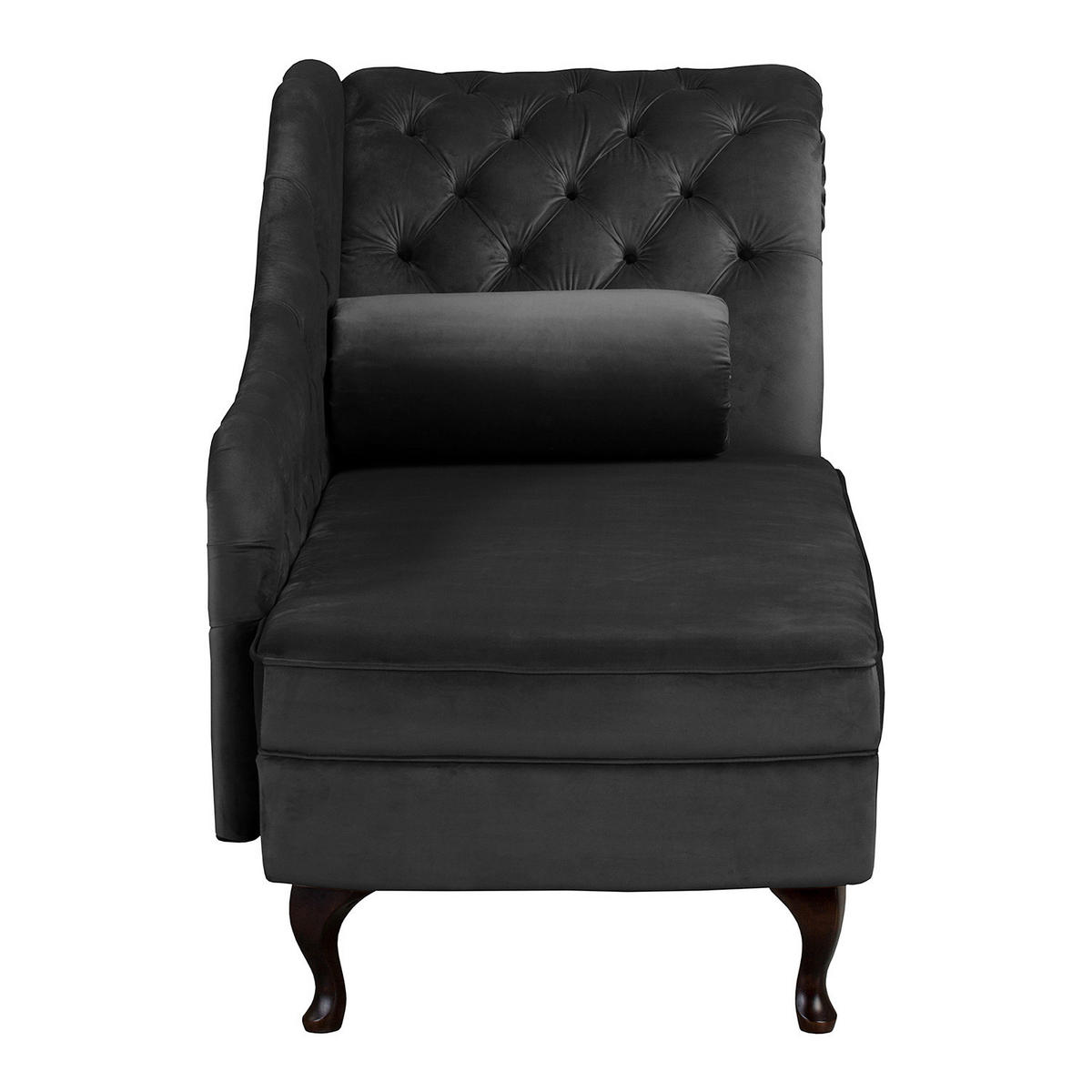 RÉCAMIERE Samt Schwarz  - Schwarz/Braun, Design, Holz/Textil (185/93/75cm) - Livetastic