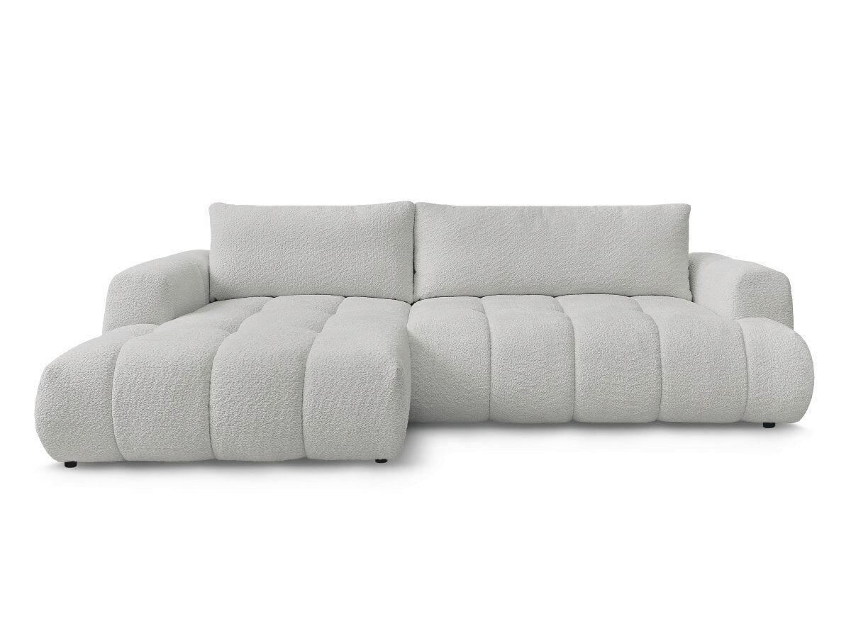 ECKSCHLAFSOFA FUJI Bouclé Hellgrau  inkl.  - Hellgrau/Schwarz, MODERN, Kunststoff/Textil (160/292cm)