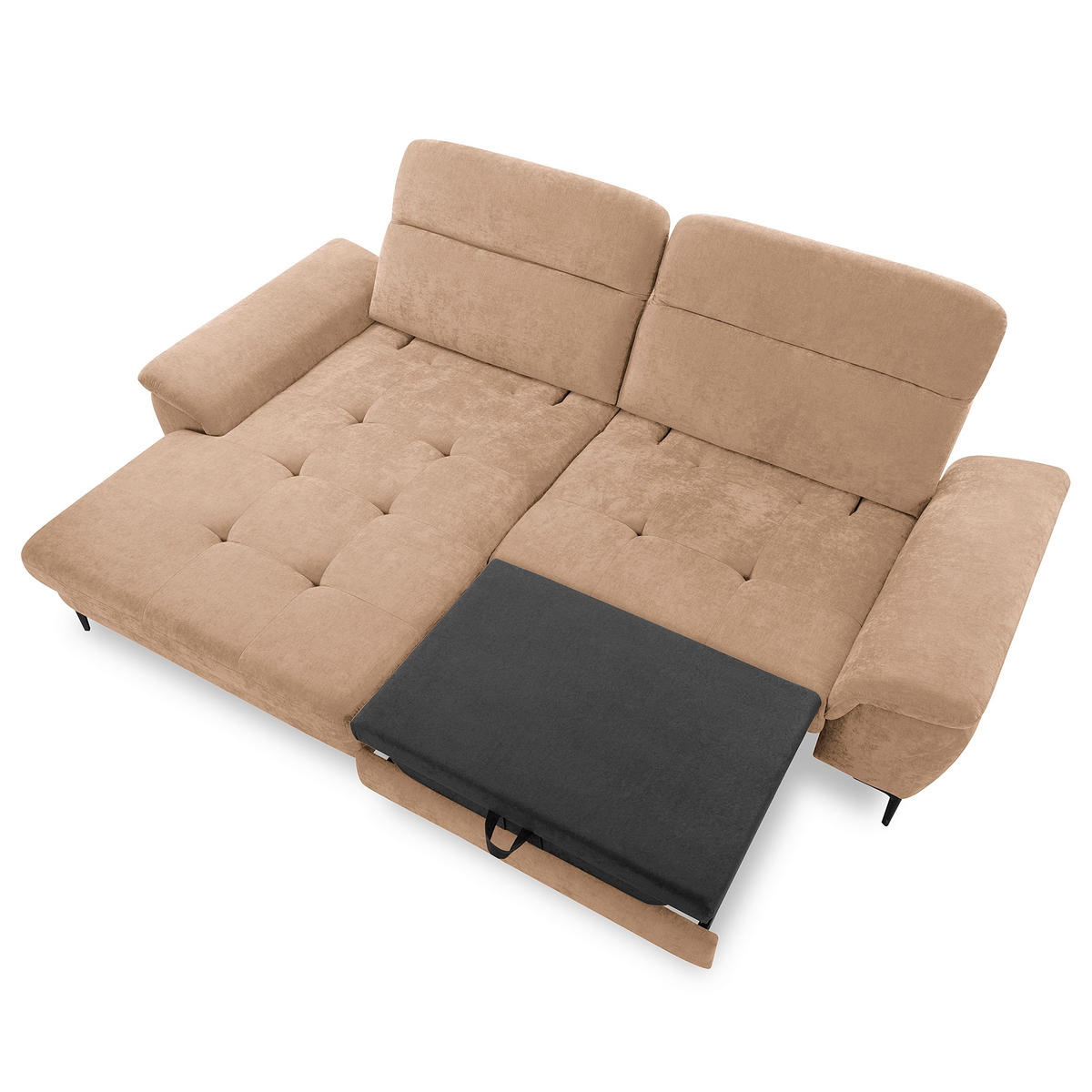 ECKSOFA 195/268 cm PRADO in Webstoff Rotbraun Bettkasten, Kopfteilverstellung, Sitztiefenverstellung  195/268 cm  - Rotbraun/Schwarz, Design, Textil/Metall (195/268cm) - Livetastic