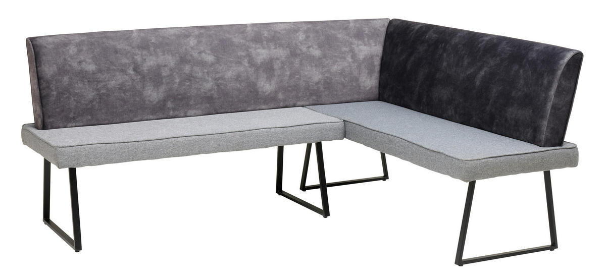 ECKBANK Holz, Metall, Textil Dunkelgrau  - Dunkelgrau/Schwarz, Konventionell, Holz/Textil (205/155cm) - MID.YOU