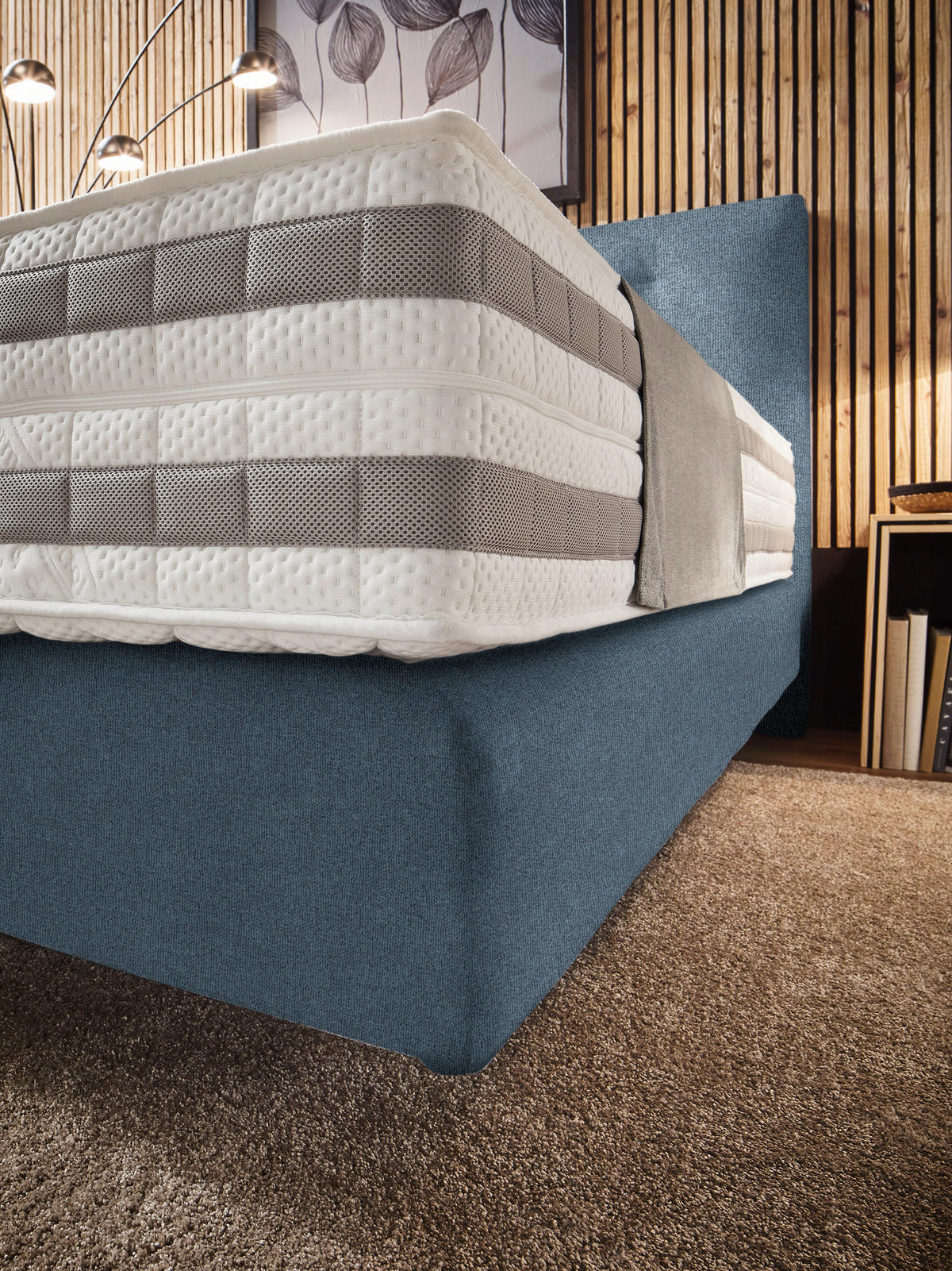 BOXSPRINGBETT 160/200 cm  in Blau  - Blau, KONVENTIONELL, Holz/Textil (160/200cm) - Dieter Knoll