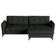 ECKSOFA in Flachgewebe, Leinenoptik Anthrazit  242/170 cm  - Anthrazit/Schwarz, Design, Textil/Metall (242/170cm) - Xora