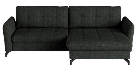 ECKSOFA in Flachgewebe, Leinenoptik Anthrazit  242/170 cm  - Anthrazit/Schwarz, Design, Textil/Metall (242/170cm) - Xora