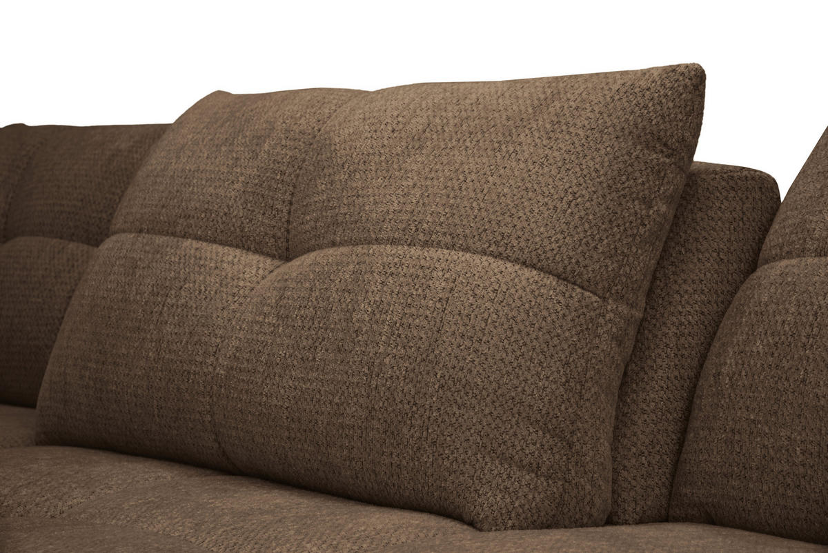 ECKSOFA Terracotta Chenille Armlehnenkissen, Rücken echt, Sitztiefenverstellung  - Terracotta/Schwarz, KONVENTIONELL, Textil/Metall (215/313cm) - Hom`in