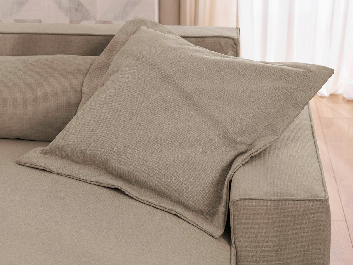 ECKSOFA Curduroy in Webstoff Hellbraun Rückenkissen  251/142 cm  - Hellbraun/Schwarz, Design, Kunststoff/Textil (251/142cm) - P & B