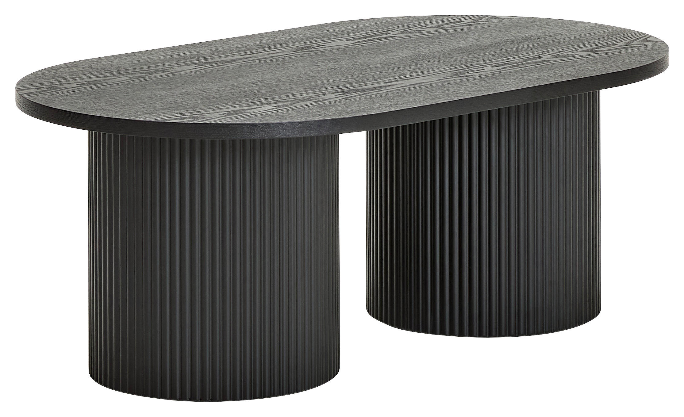 COUCHTISCH Eiche, Pappel furniert oval Schwarz  - Schwarz, Design, Holz/Holzwerkstoff (120/45/70cm) - Livetastic