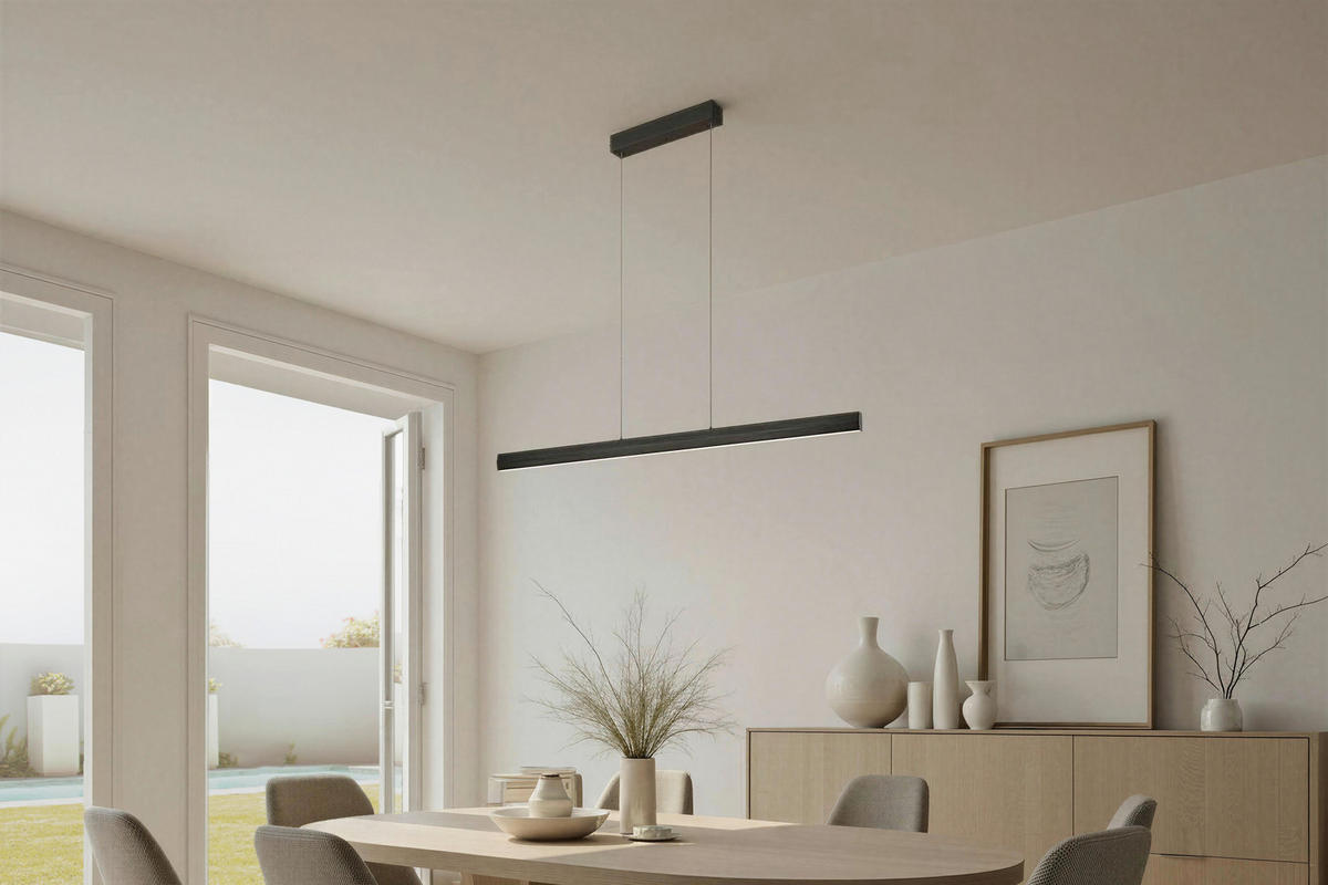 LED-HÄNGELEUCHTE Smart 120/3.5/150 cm   - Schwarz, Design, Metall (120/3.5/150cm) - BOPP