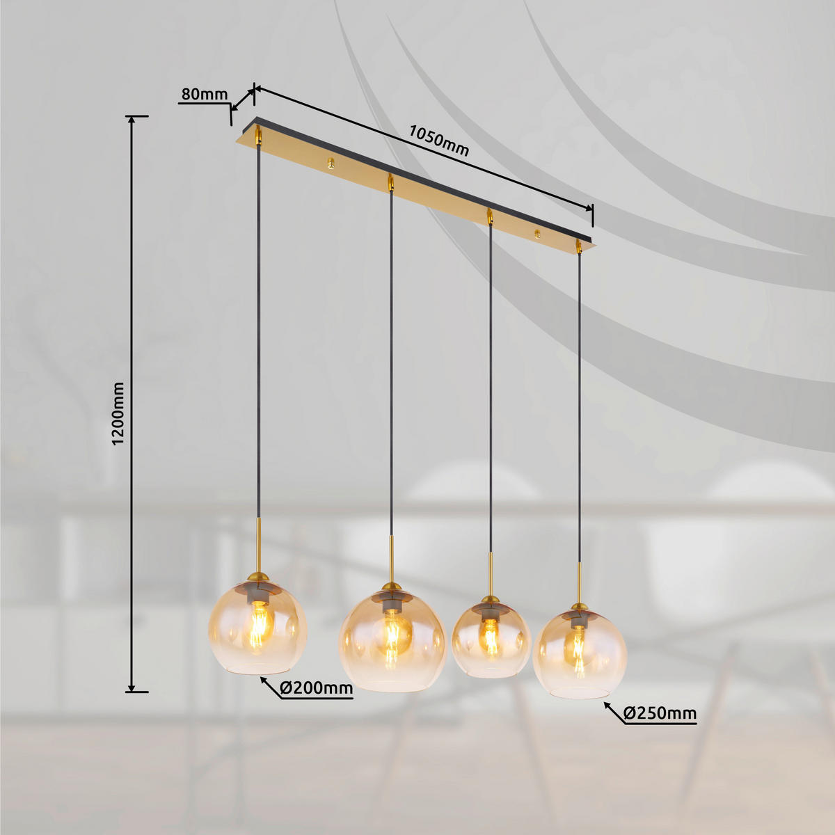 HÄNGELEUCHTE 120/25/120 cm  - Klar/Messingfarben, Trend, Glas/Metall (120/25/120cm) - Collett's Monde