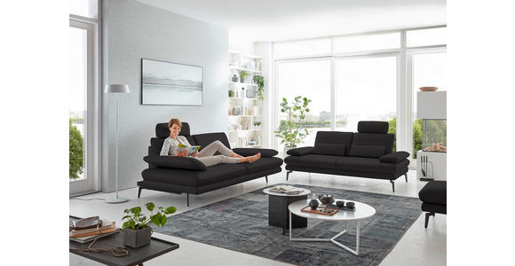 3-SITZER-SOFA in Leder Dunkelbraun - Dunkelbraun/Schwarz, Design, Leder/Metall (222/86/104cm) - Dieter Knoll