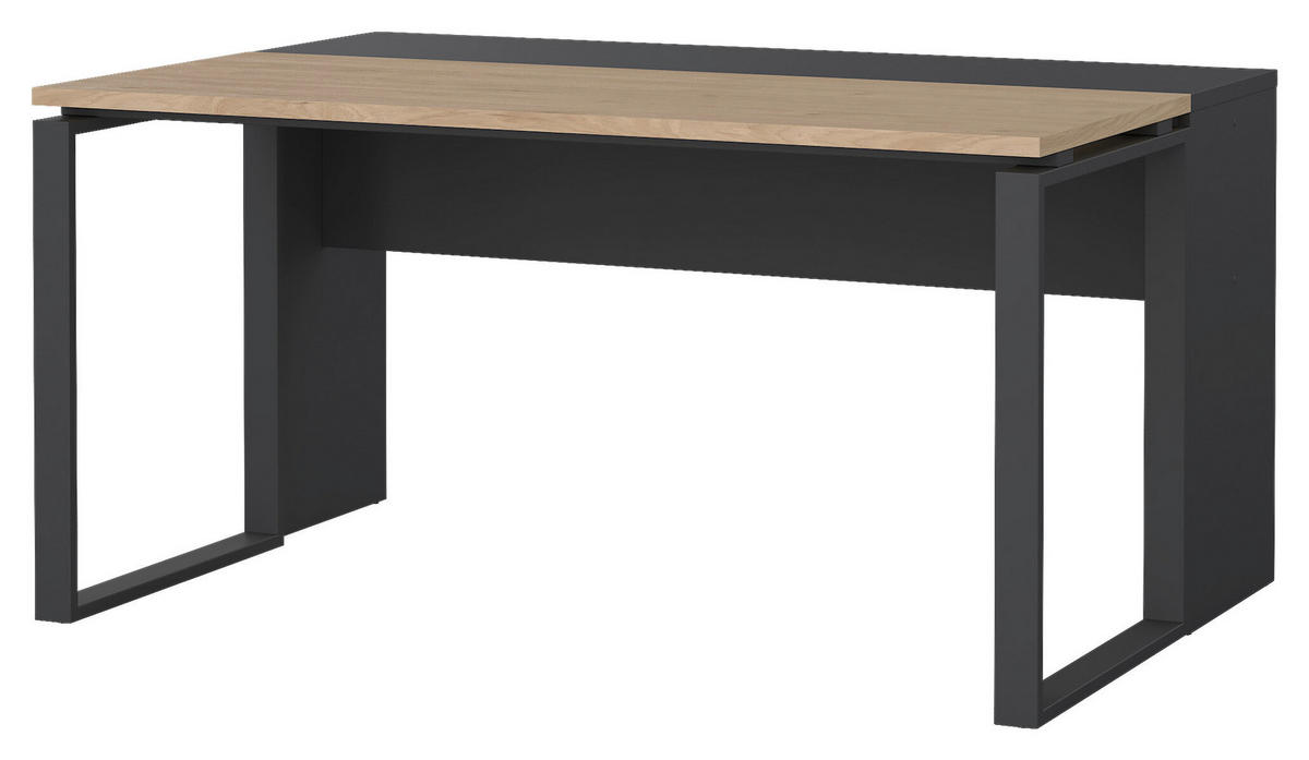 SCHREIBTISCHKOMBINATION Grau, Eichefarben  - Eichefarben/Grau, MODERN, Holzwerkstoff (160/100/75,6cm) - MID.YOU
