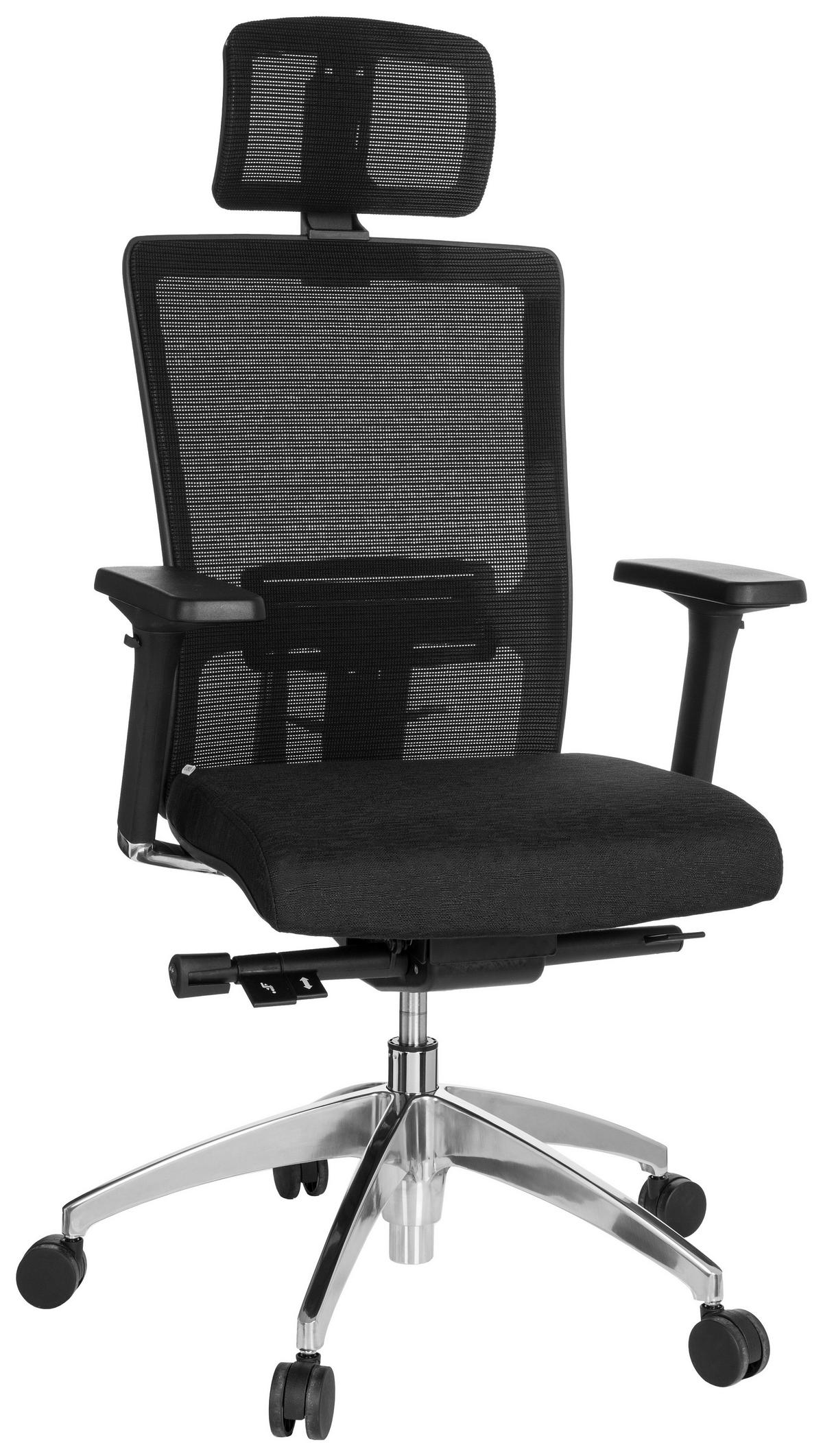 DREHSTUHL  in Netzbespannung, Flachgewebe Schwarz  - Alufarben/Schwarz, MODERN, Kunststoff/Textil (57/138/52cm) - MID.YOU