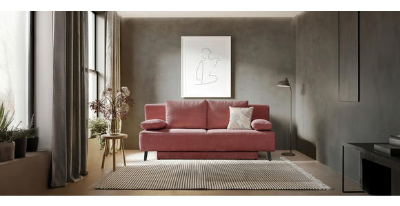 SCHLAFSOFA Cord Rosa  - Schwarz/Rosa, MODERN, Textil/Metall (193/85/88cm) - Novel
