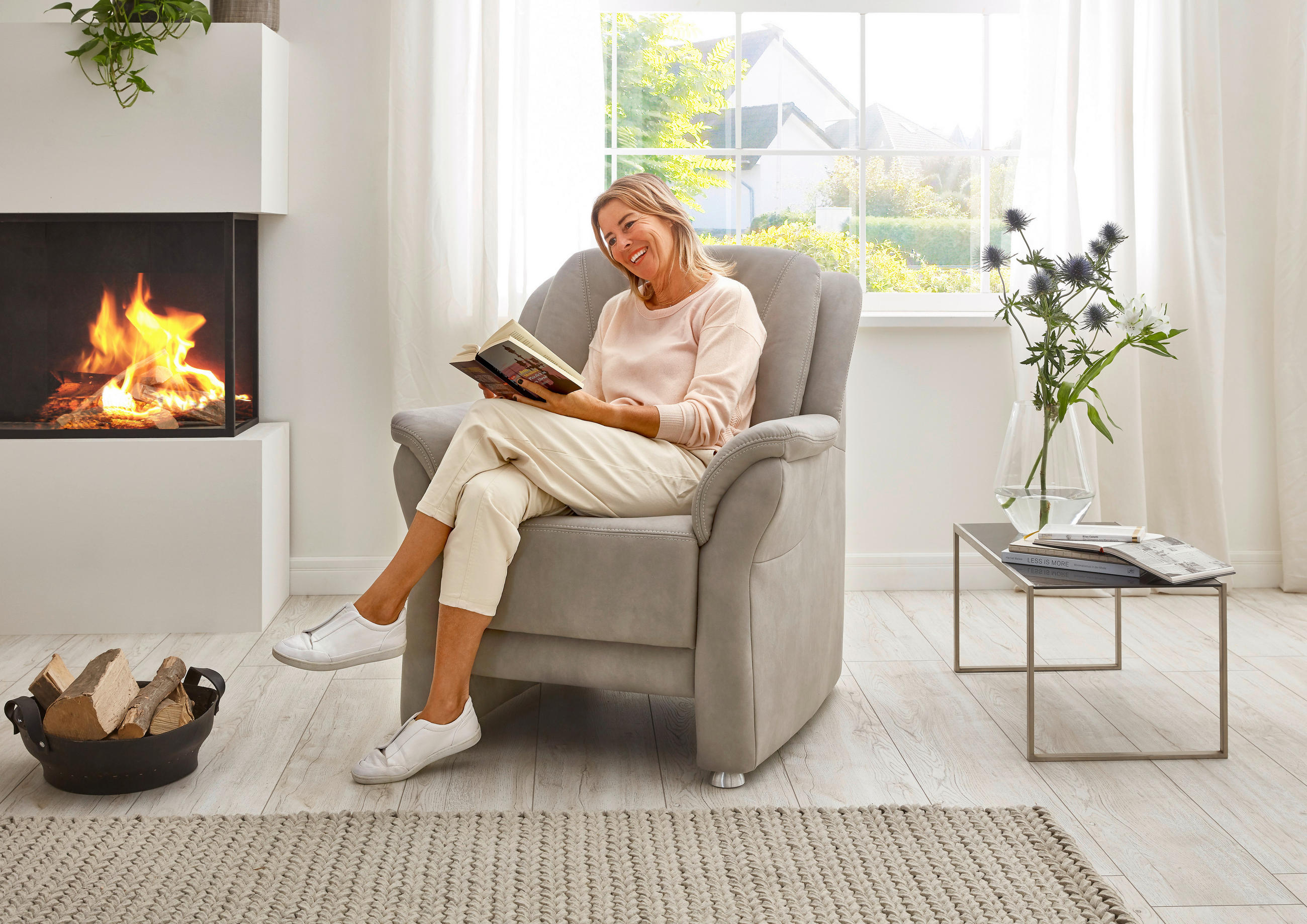SESSEL in Mikrofaser Grau  - Beige/Alufarben, Konventionell, Textil/Metall (90/100/89cm) - Beldomo Comfort